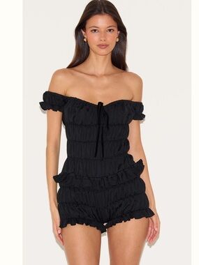 Pretty Little Thing extreme ruched Bardot playsuit